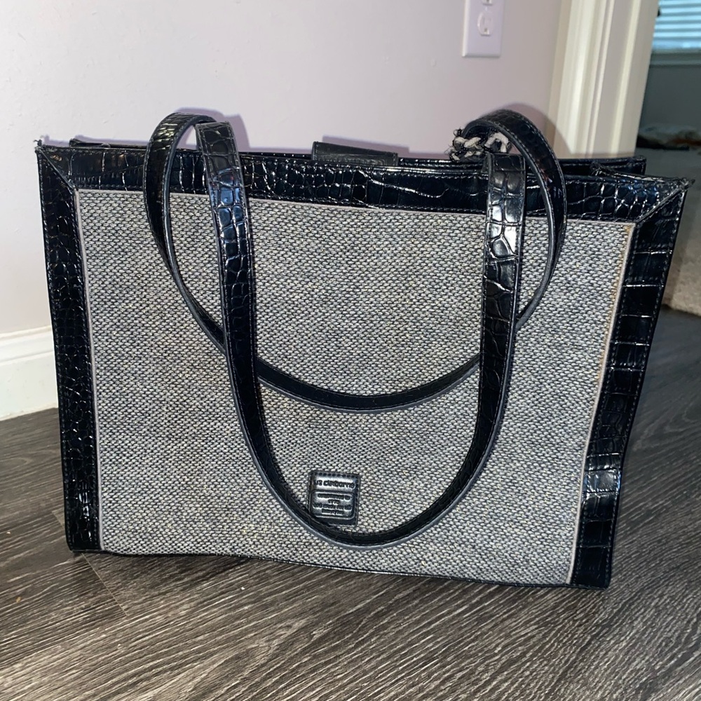 Liz Claiborne Laptop Tote Bag with Crocodile Embossed Trim